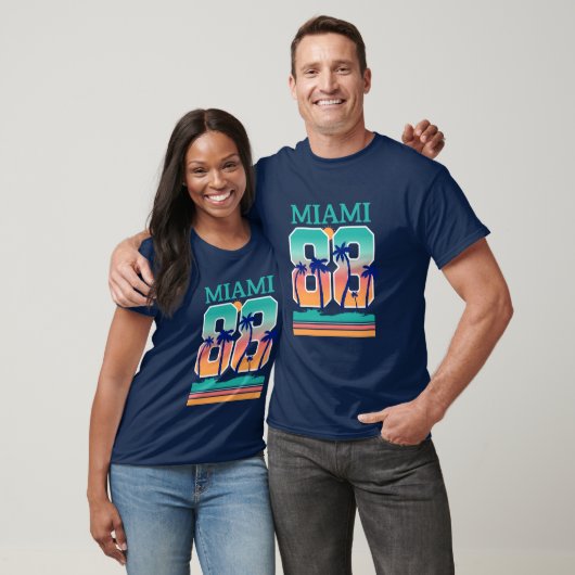 Miami 88 Retro Zonsondergang Palm T-shirt (Unisex)