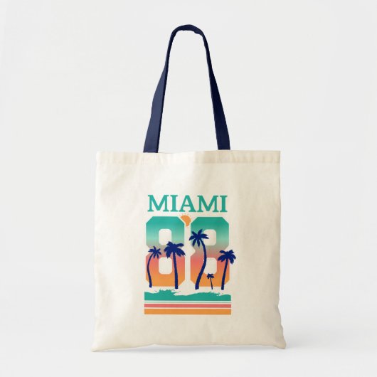 Miami 88 Retro Zonsondergang Palm Tote Bag (Voorkant)