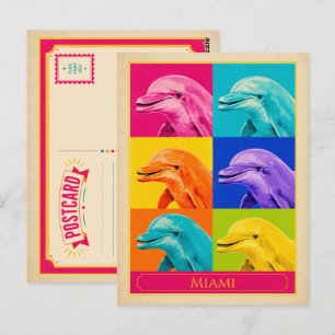 Miami ansichtkaart Florida dolfijn vintage popart Briefkaart