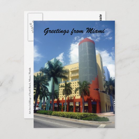 miami art deco briefkaart (Voorkant / Achterkant)