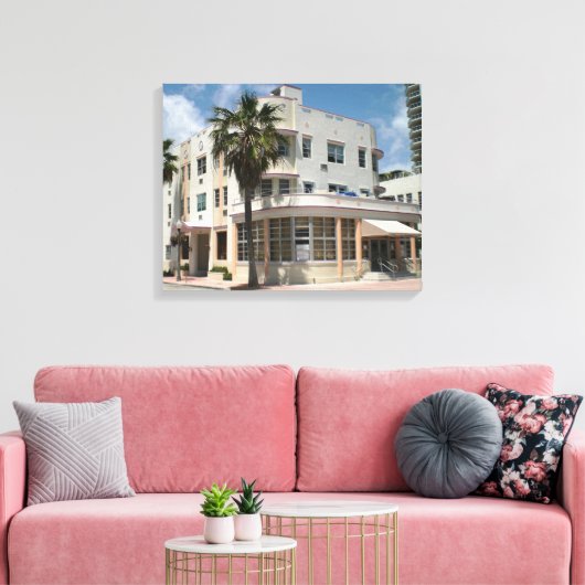 Miami Art Deco Canvas Afdruk (Insitu (Woonkamer))