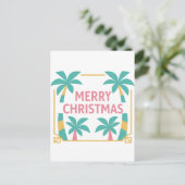 Miami Art Deco Christmas Palm Tree Postcard Feestdagenkaart (Staand voorkant)