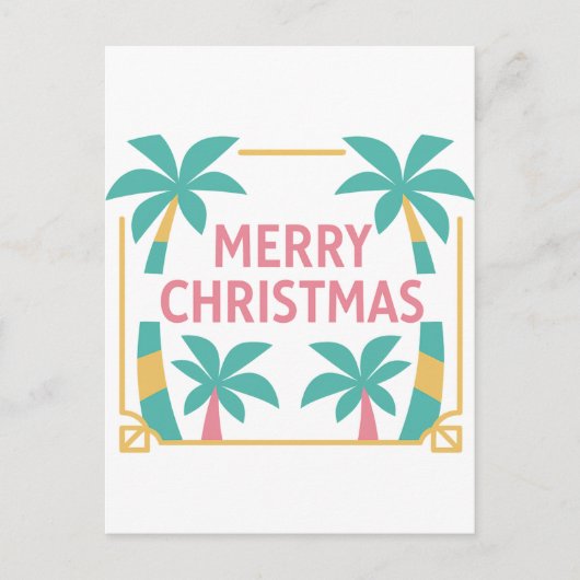 Miami Art Deco Christmas Palm Tree Postcard Feestdagenkaart (Voorkant)