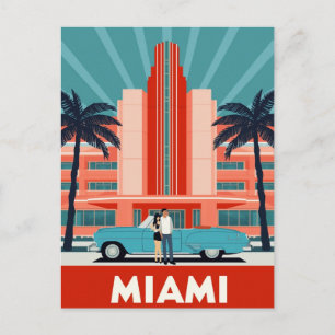 Miami Art Deco South Beach Retro Auto Briefkaart