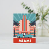 Miami Art Deco South Beach Retro Car Briefkaart (Staand voorkant)