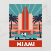 Miami Art Deco South Beach Retro Car Briefkaart (Voorkant)