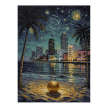 Miami Art Deco Strand Voetbal Fijne Kunst
