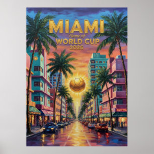 Miami Art Deco Wereldkampioenschap Voetbal 2026 Oc Poster