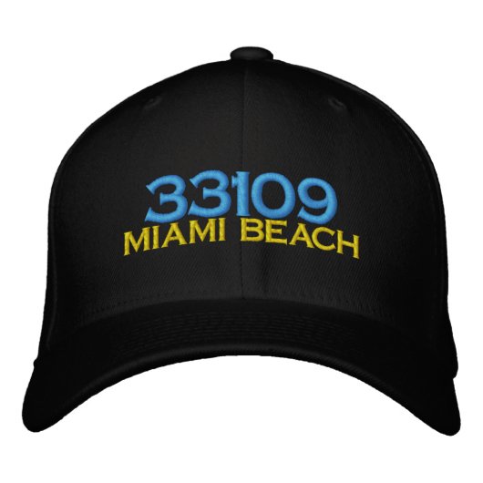 MIAMI BEACH 33109 Geborduurd Pet (Voorkant)