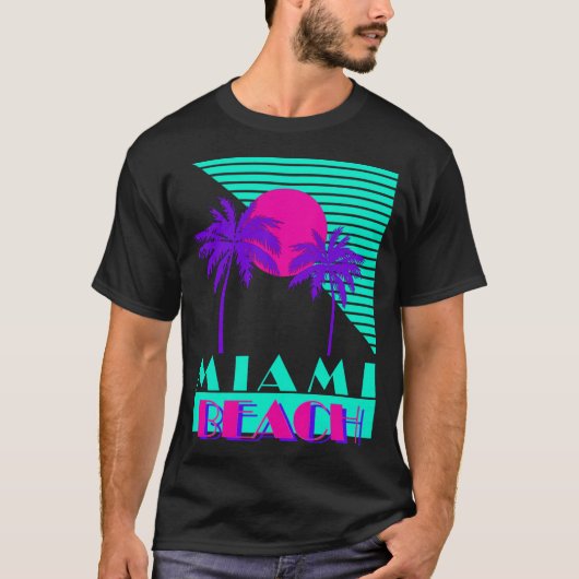 Miami Beach 80's Retro T-shirt (Voorkant)