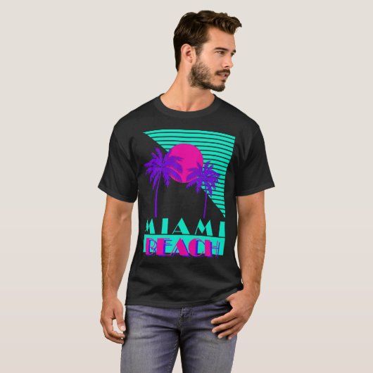 Miami Beach 80's Retro T-shirt (Voorkant volledig)