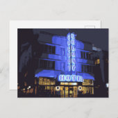 Miami Beach Art Deco Hotel 's nachts Briefkaart (Voorkant / Achterkant)