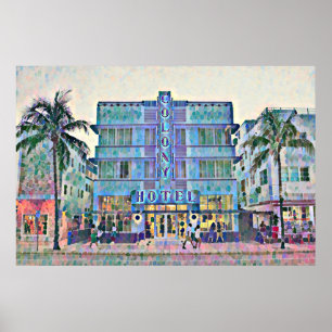Miami Beach Art Deco Hotel Schilderij 2 Poster