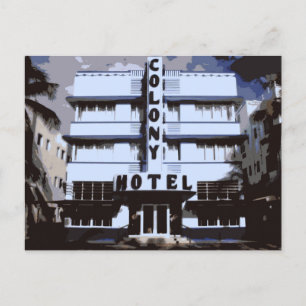 Miami Beach Art Deco Hotels in de ochtend Briefkaart