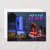 Miami Beach Art Deco Hotels 's nachts Briefkaart (Voorkant / Achterkant)