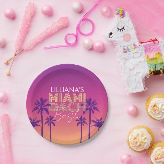 Miami Beach Bachelorette Papieren Bordje (Feest)