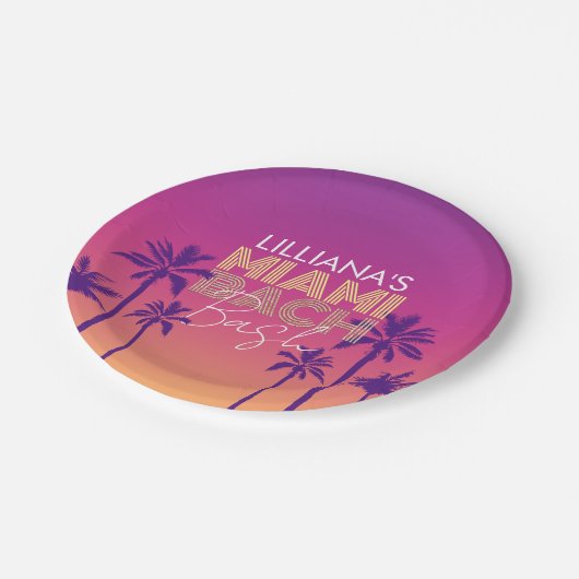 Miami Beach Bachelorette Papieren Bordje (Gekanteld)