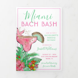 Miami Beach Bachelorette reisschema Drieluik Uitnodiging