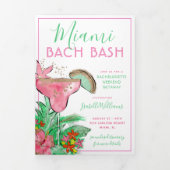 Miami Beach Bachelorette reisschema Drieluik Uitnodiging (Cover)