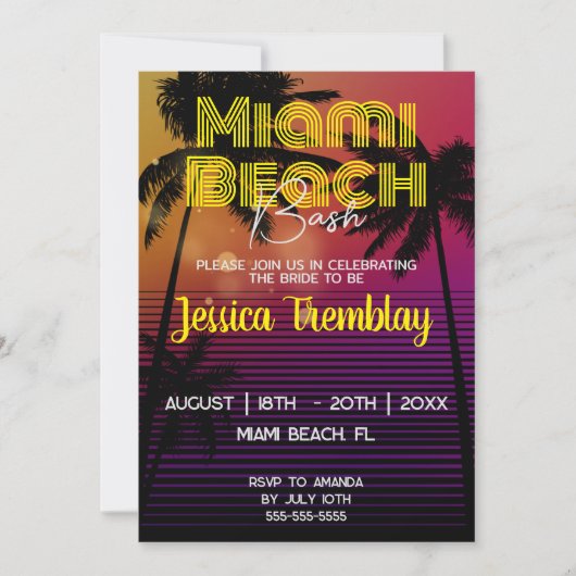 Miami Beach Bachelorette Weekend Itinerary Kaart (Voorkant)