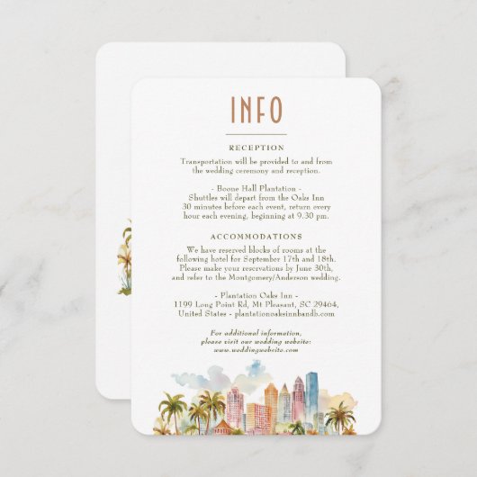 Miami Beach Bestemming Informatie Details Skyline Kaart (Voorkant / Achterkant)