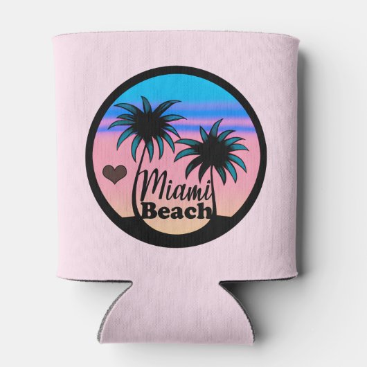 Miami Beach Blue en Pink Palm Trees Blikjeskoeler (Achterkant)