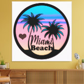 Miami Beach Blue en Pink Palm Trees Canvas Afdruk (Insitu (Woonkamer))