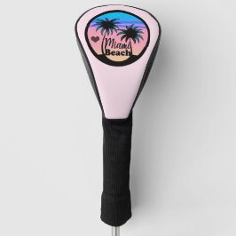 Miami Beach Blue en Pink Palm Trees Golfheadcover
