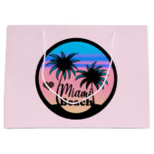 Miami Beach Blue en Pink Palm Trees Groot Cadeauzakje (Voorkant)