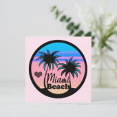 Miami Beach Blue en Pink Palm Trees Kaart (Staand voorkant)
