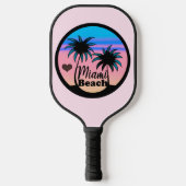 Miami Beach Blue en Pink Palm Trees Pickleball Paddle (Voorkant)