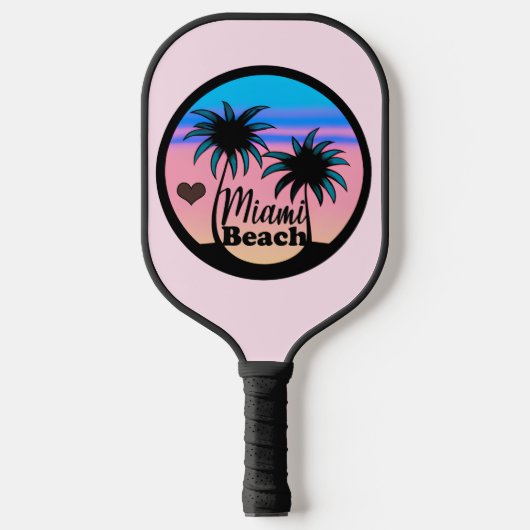 Miami Beach Blue en Pink Palm Trees Pickleball Paddle (Voorkant)