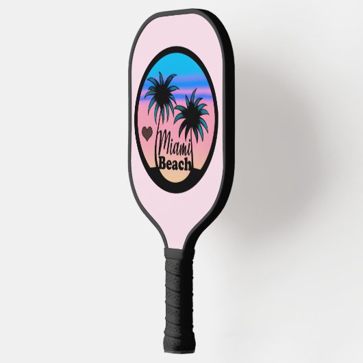 Miami Beach Blue en Pink Palm Trees Pickleball Paddle (Links)