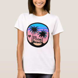 Miami Beach Blue en Pink Palm Trees T-shirt
