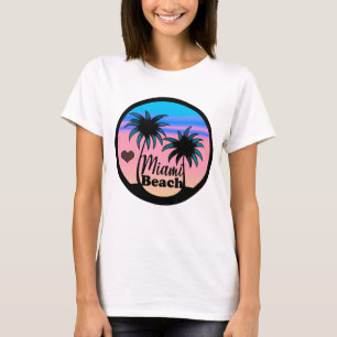Miami Beach Blue en Pink Palm Trees T-shirt