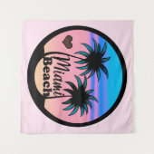 Miami Beach Blue en Pink Palm Trees Wandkleed (Voorkant (horizontaal))