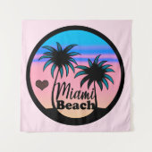 Miami Beach Blue en Pink Palm Trees Wandkleed (Voorkant)