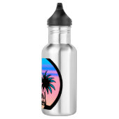 Miami Beach Blue en Pink Palm Trees Waterfles (Rechts)
