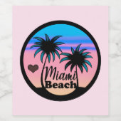 Miami Beach Blue en Pink Palm Trees Wijn Etiket (Enkel label)
