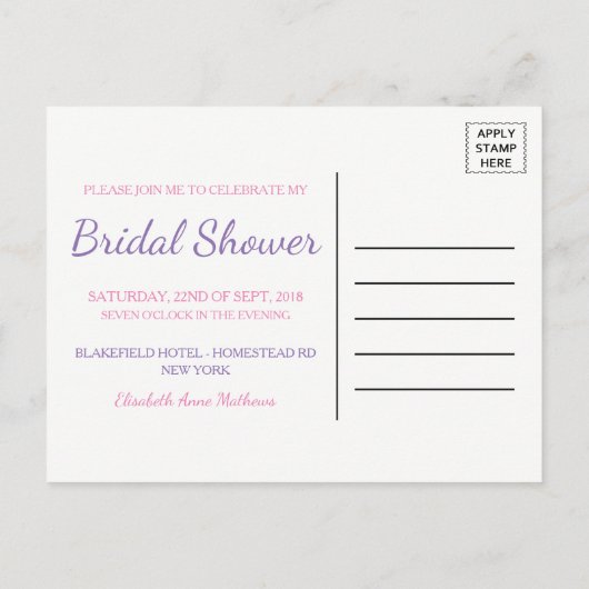Miami Beach Bridal Shower Uitnodiging Briefkaart (Achterkant)