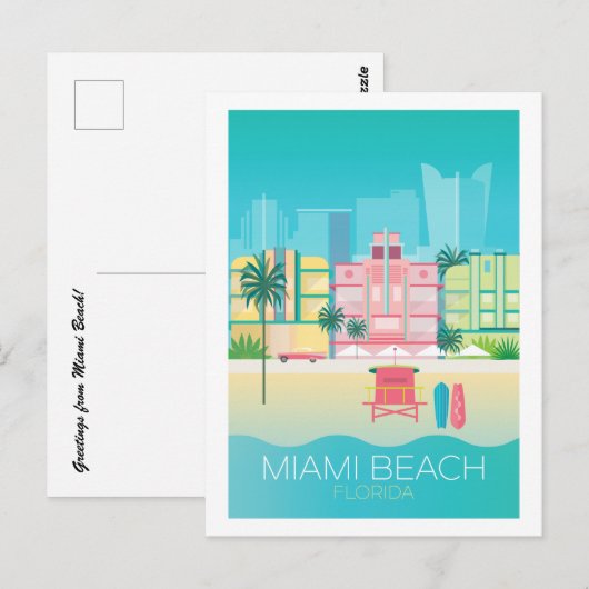 Miami Beach Briefkaart (Voorkant / Achterkant)