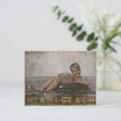 Miami Beach Briefkaart met Cool  Guy (Staand voorkant)