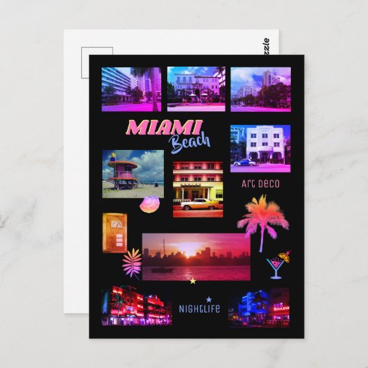 Miami Beach Collage Briefkaart (Voorkant / Achterkant)