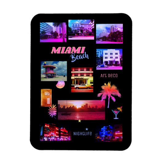 Miami Beach Collage Magneet (Verticaal)