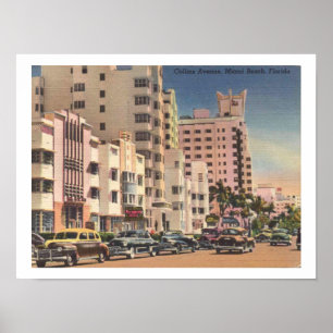 Miami Beach, Collins Ave 1940  geïnspireerd Poster