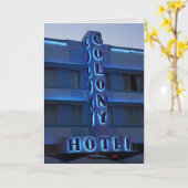 MIAMI BEACH  COLONY HOTEL BIRTHDAY KAART (Gele Bloem)