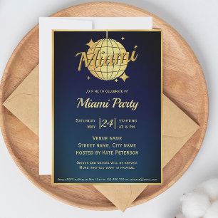Miami Beach Disco Ball Party Event Uitnodiging