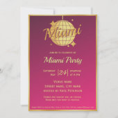 Miami Beach Disco Ball Party Event Uitnodiging (Voorkant)