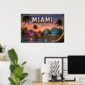 Miami Beach en Ocean Drive Zonsondergang Poster (Thuiskantoor)