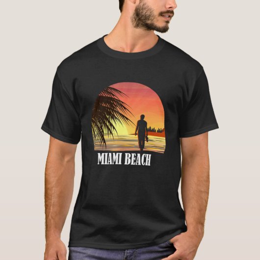 Miami Beach FL 70s Retro Throwback Design T-shirt (Voorkant)